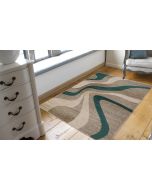 Swirl Grey Aqua Abstract Teppich von Floorita