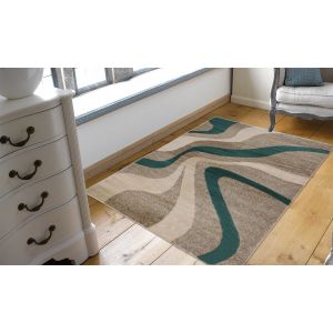 Swirl Grey Aqua Abstract Teppich von Floorita