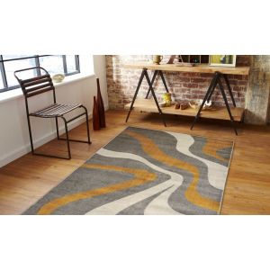 Wirbeln Sie grauen gelben abstrakten Teppich durch Floorita
